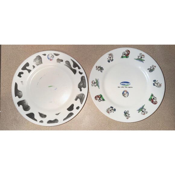 Other - Vintage Arcopal France Cow Print Plates Set Mimosa Dairy Cartoon Cows 8”